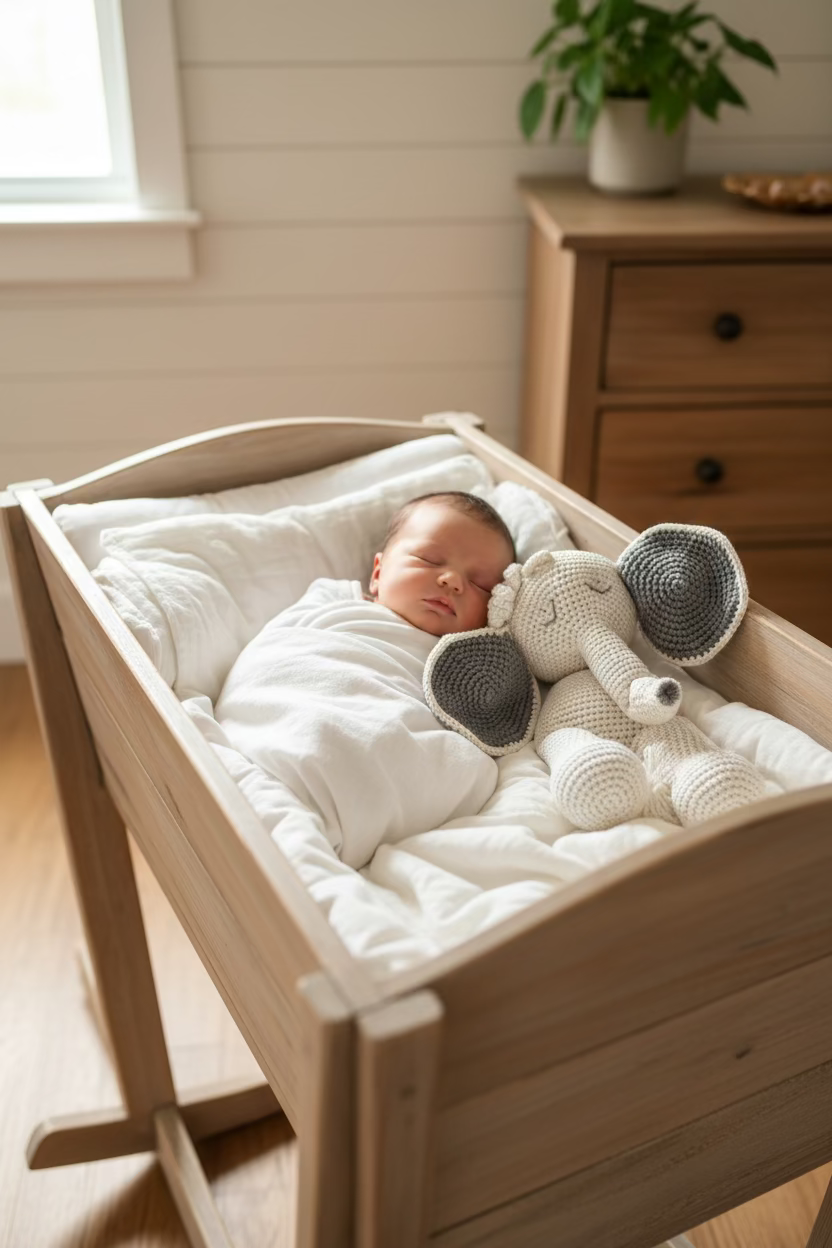 Cozy Nursery Essentials Gift Set & Crocheted Elephant