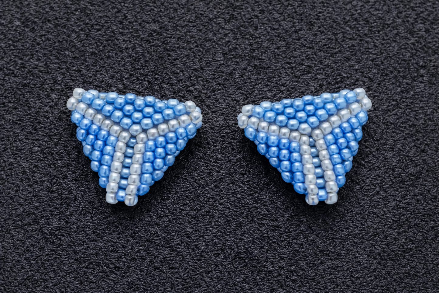 Geometric Beaded Earrings – Light Blue Handcrafted Design
