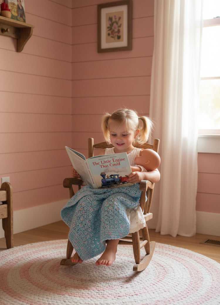 "The Little Engine That Could" Crocheted Baby Blanket Gift Set