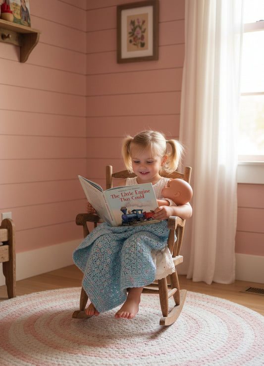 "The Little Engine That Could" Crocheted Baby Blanket Gift Set
