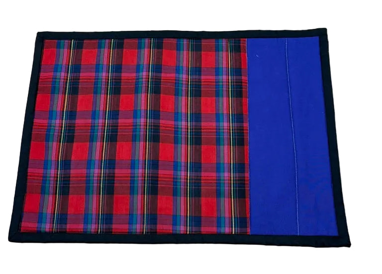 Handmade Red Plaid & Blue Placemats – Set of 6