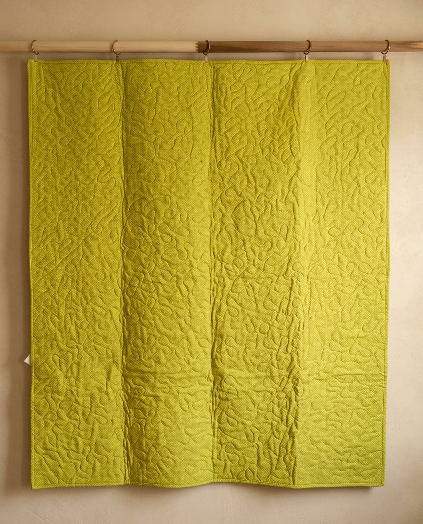 Handmade Patchwork Quilt | Turquoise, Teal & Lime Green