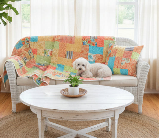 Garden Party Patchwork Quilt and Pillow Set