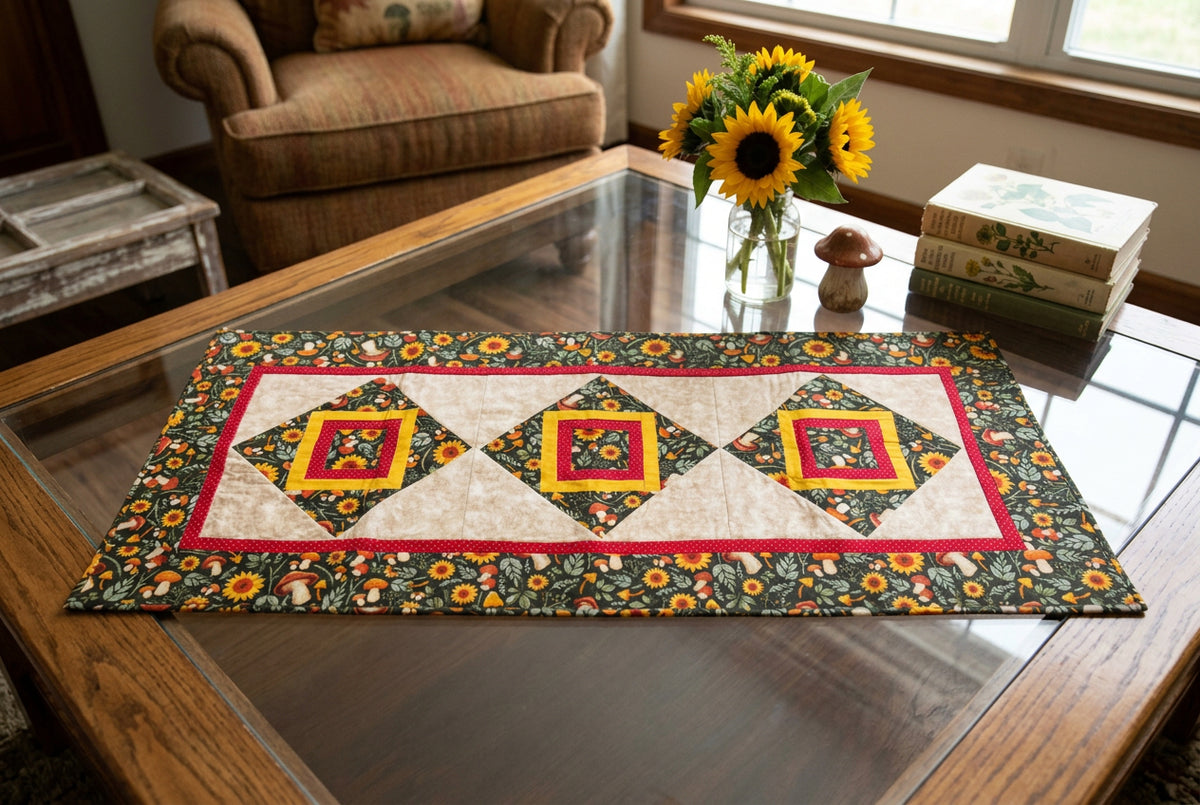 Handmade Quilted Autumn Table Runner | Fall Harvest Design