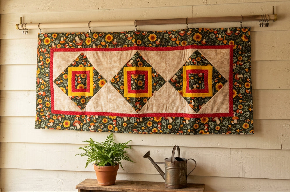 Handmade Quilted Autumn Table Runner | Fall Harvest Design