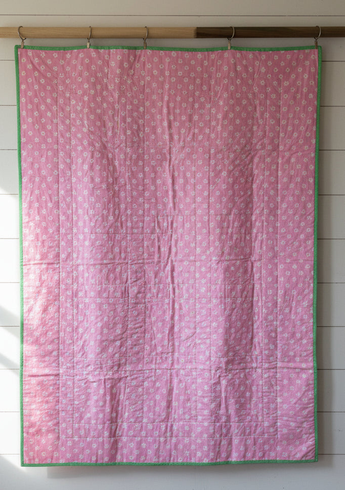 Pink Hearts Nursery Gift Set with Quilt, Diaper Caddy and Crocheted Teddy Bear