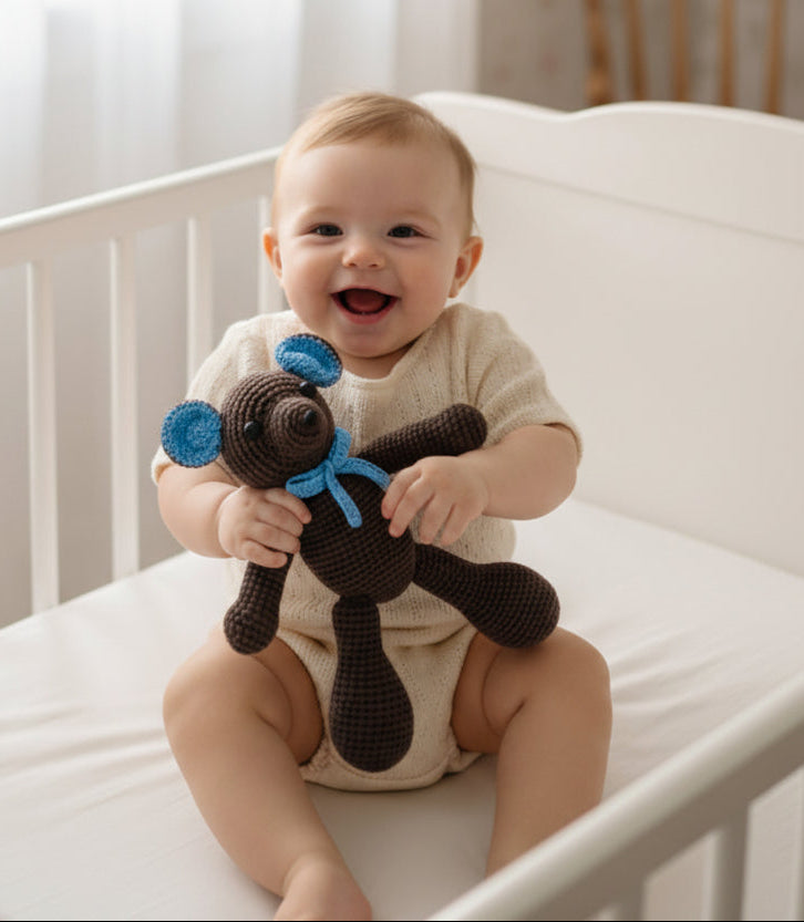 Cozy Blue Checkered Baby Blanket & Changing Set with Coordinating Teddy Bear