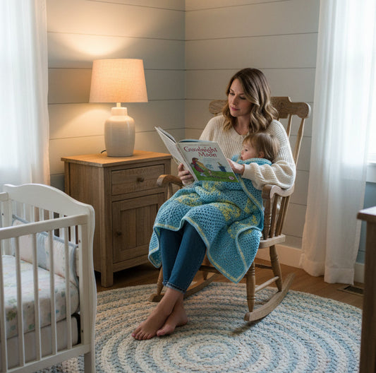 Goodnight Moon" Crocheted Baby Blanket & Book Gift Set