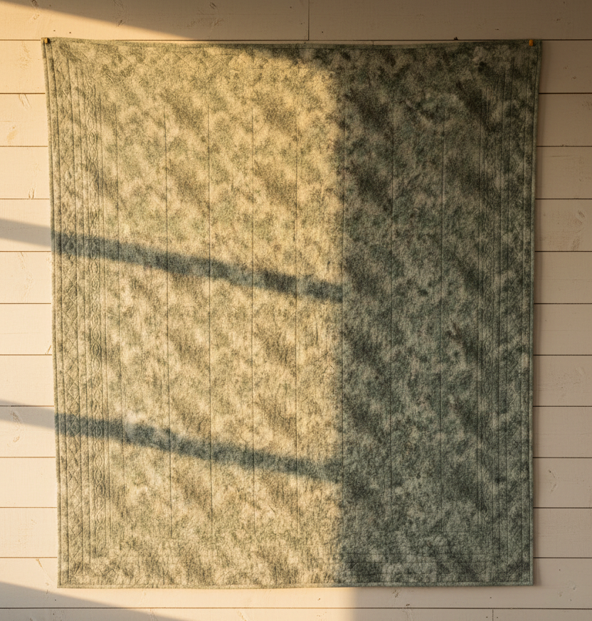 Handmade Sage & Ivory Lattice Lap Quilt