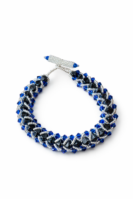 Blue & Silver Beaded Bracelet