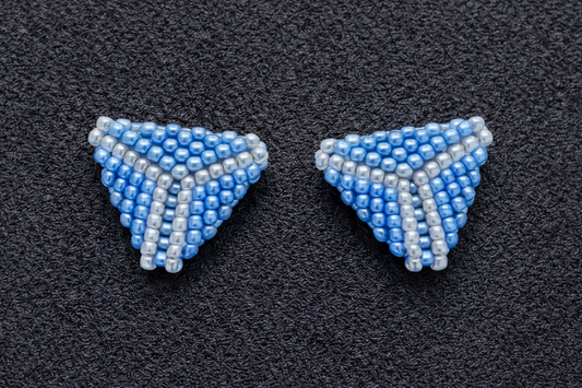 Geometric Beaded Earrings – Light Blue Handcrafted Design