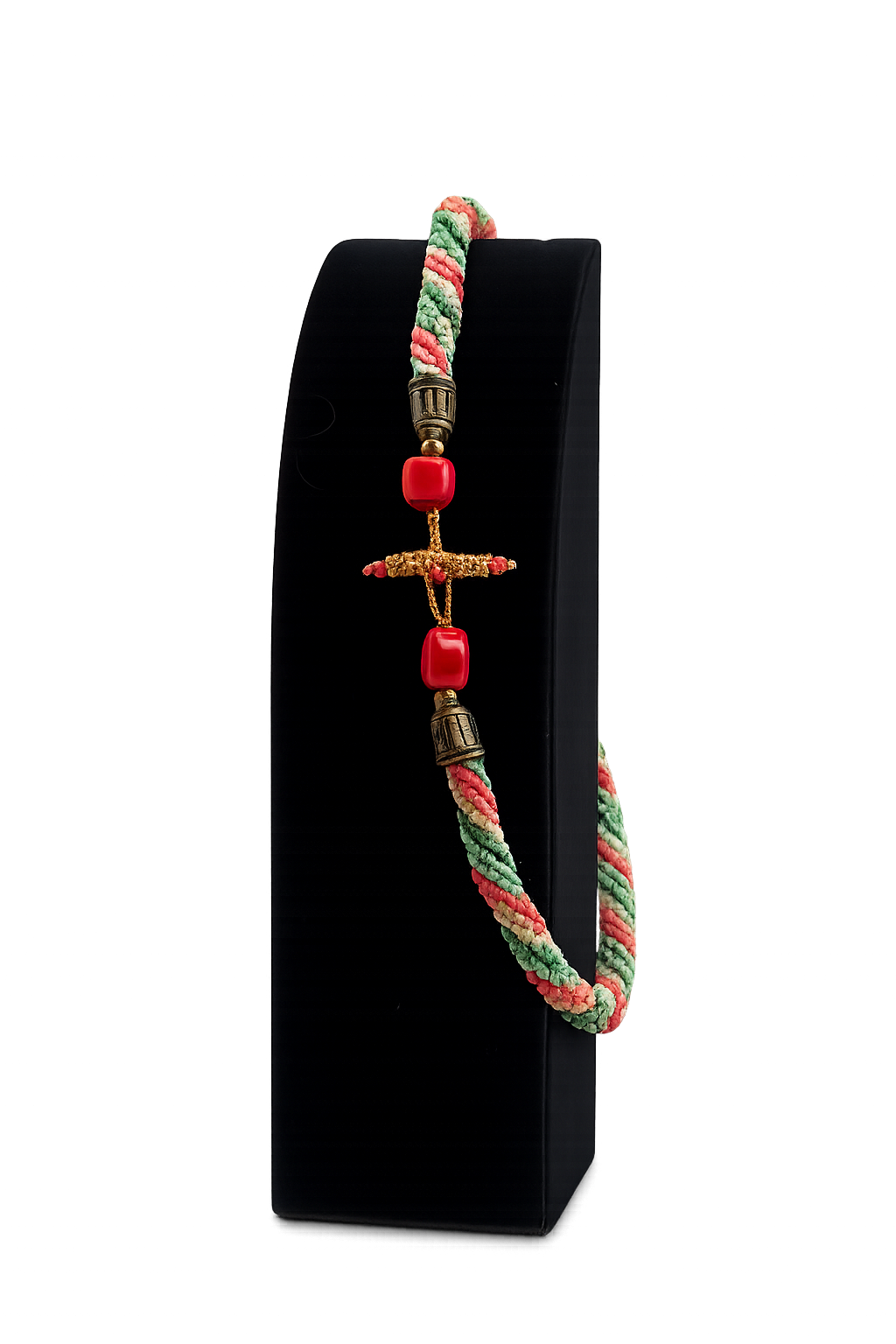 Braided Cord Necklace with Cross Charm – Handcrafted Design