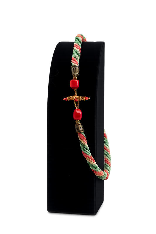 Braided Cord Necklace with Cross Charm – Handcrafted Design
