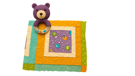 Handmade Purple Bear Baby Quilt Gift Set