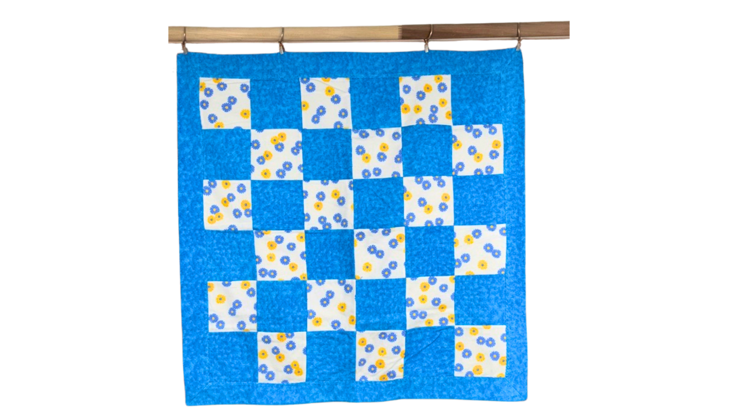 Blue Handmade Baby Gift Set – Nursery Basket, Blanket, Burp Cloth & Teddy Bear